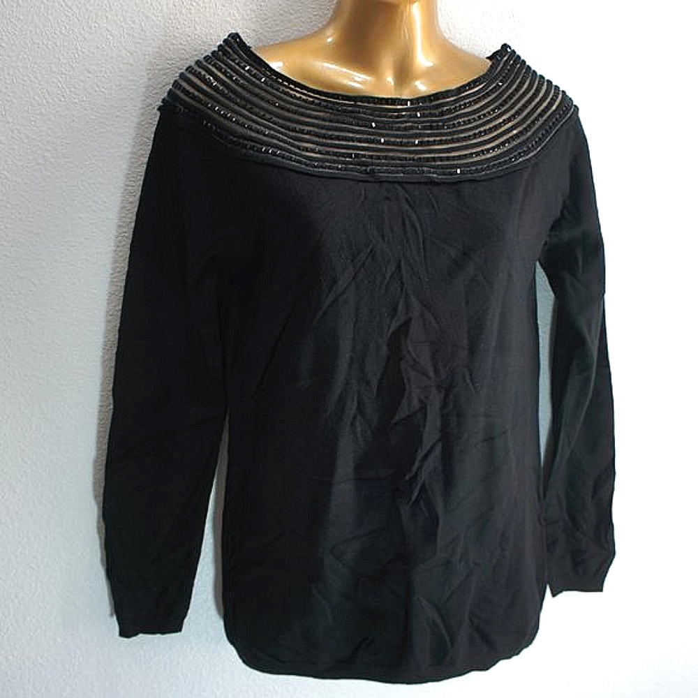 Boston proper black sequin neck sweater size M  NWT